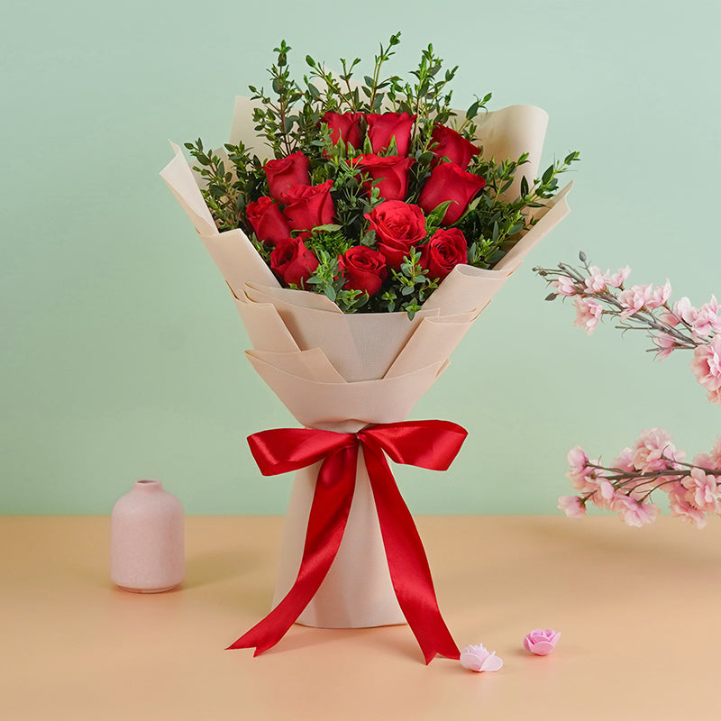 flowers_bouquet 12 Red Roses Korean Style