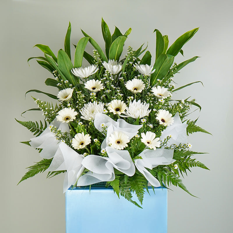 flower_stand_condolence Cool Blue Condolence / Funeral Flowers