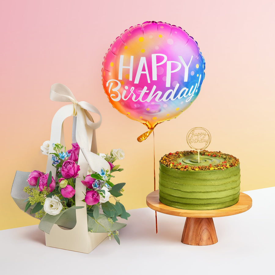 bundle_bouquet_cake_balloon Mauve Indulgence Birthday Set
