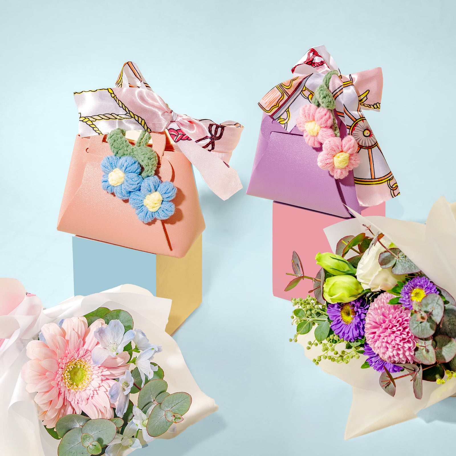 twilly_bag_set Petite Charm Gift Set (Twilly Bags With Flowers)